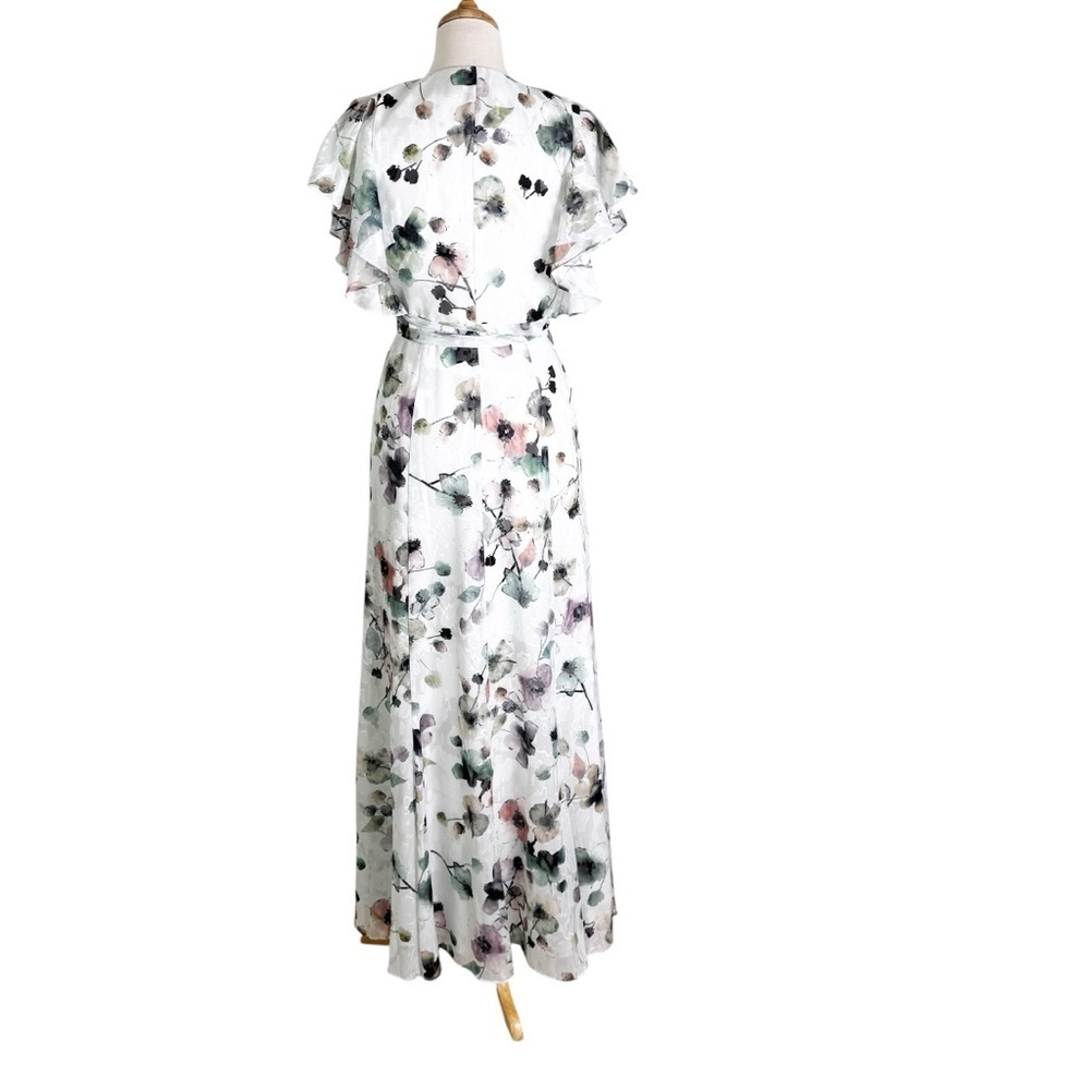 Anthropologie Hutch Pietrina Floral Wrap Maxi Dress Flutter Sleeves White Size S - Picture 4 of 10
